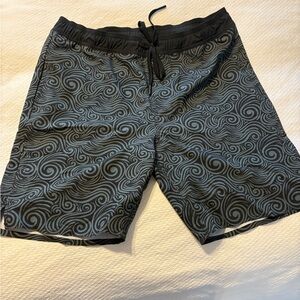 Men's BYLT Black and Gray Patterned Swim Shorts